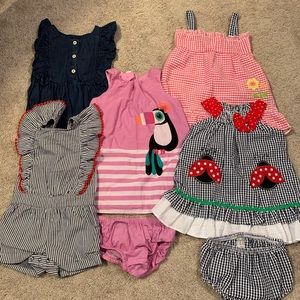 (3) Dresses (2) Rompers.  Toddler size 12M